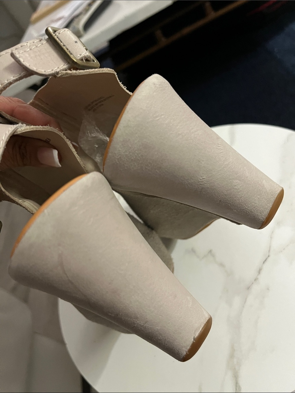 Kork ease Taupe Suede Wedge Peep-Toe Sandal - Picture 8 of 12